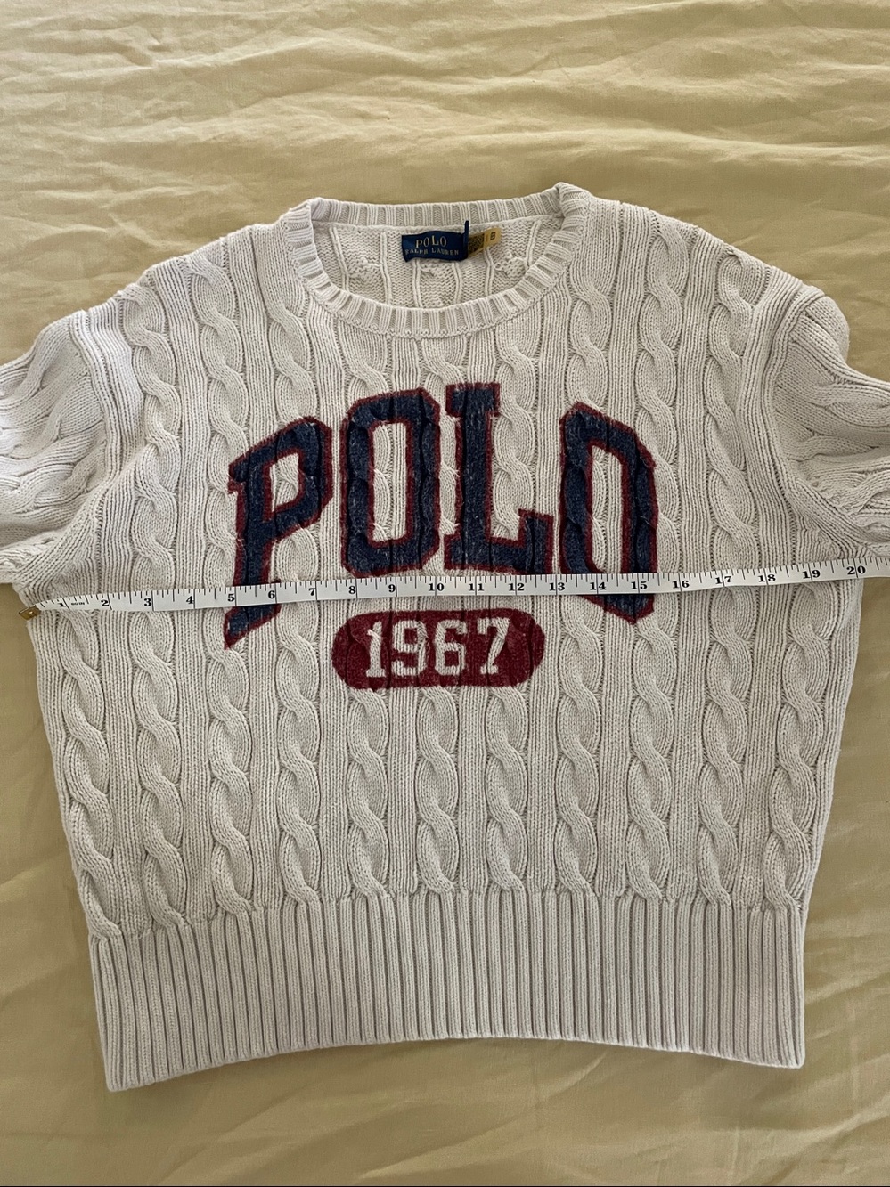 Ralph Lauren Polo 1967 sweater cable knit cotton S heritage preppy ivory - Picture 4 of 9